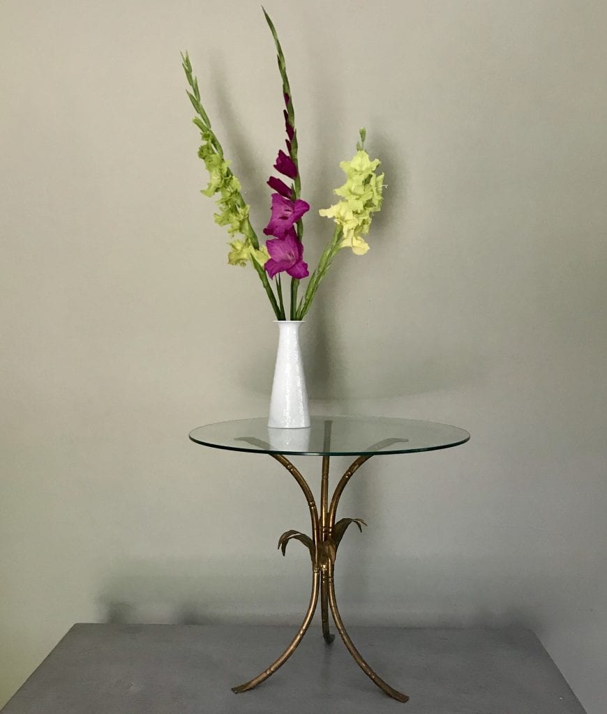 Italian Mid Century Gold Bamboo Side Table SOLD The Oscar Collective