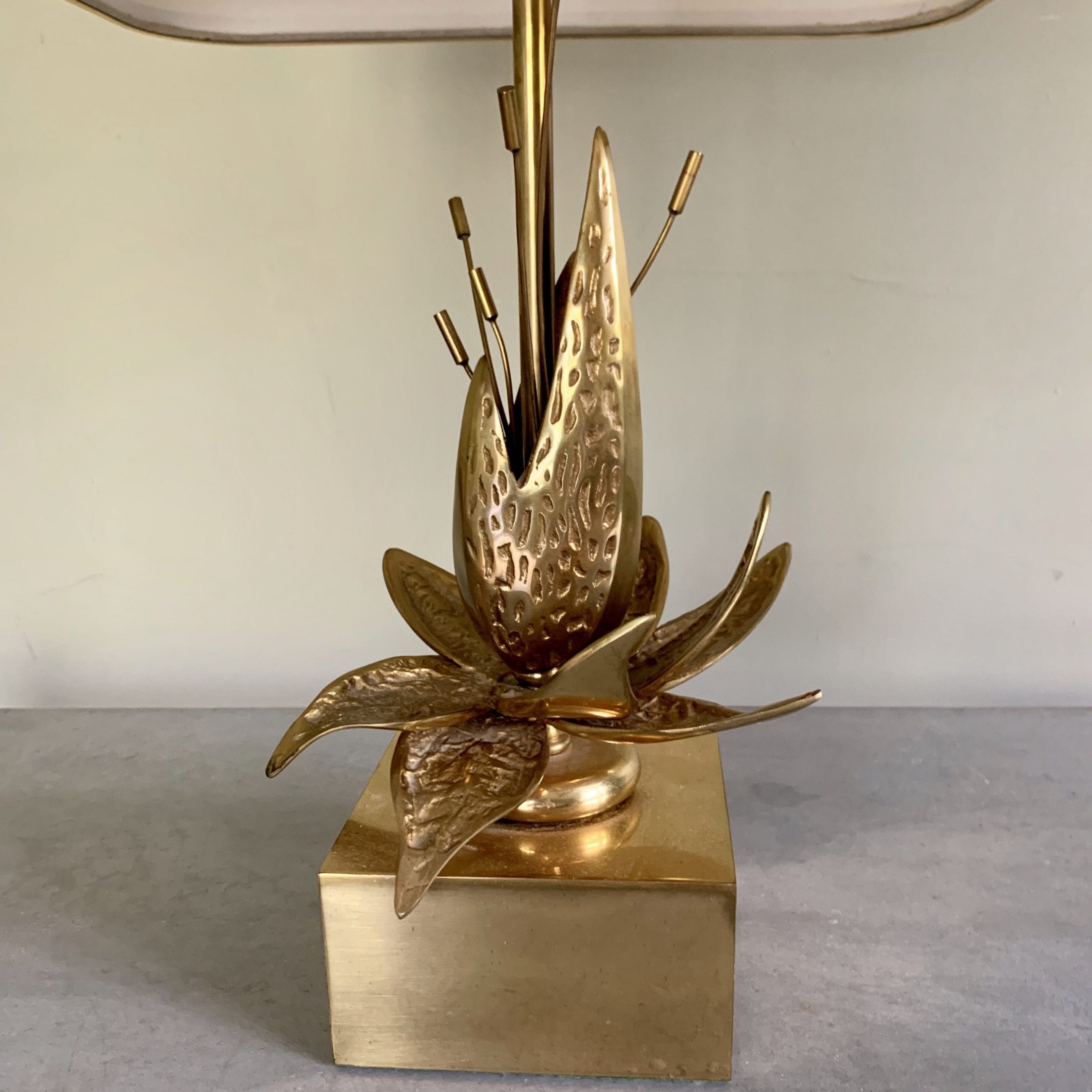 Mid century bronze Boudha table lamp from Maison Charles