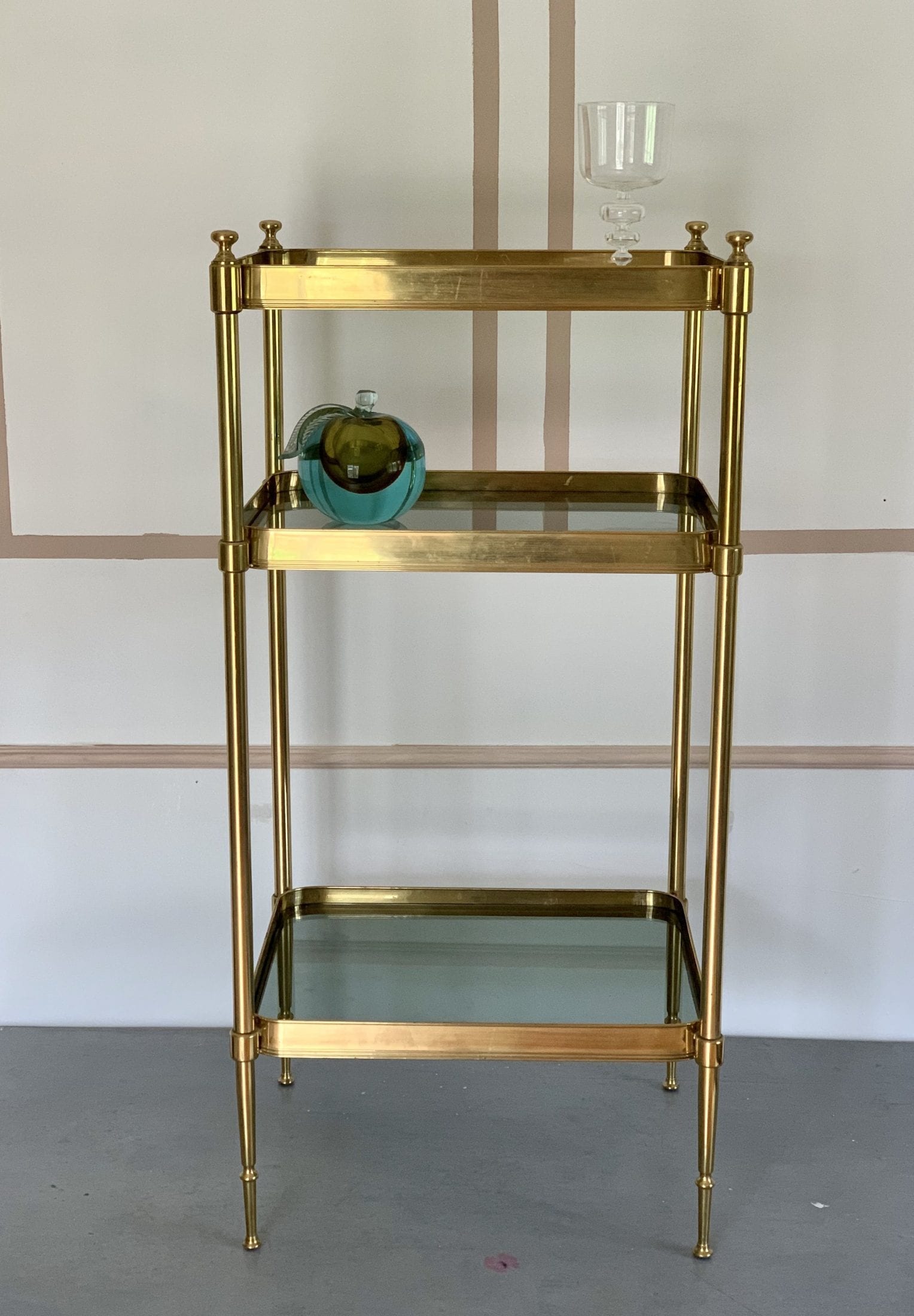 Mid Century Italian Glass & Brass Etagere – SOLD – The Oscar